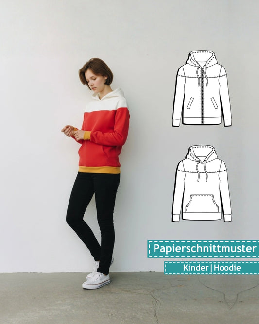 Schnittmuster Kinder Hoodie Bonnie Mini-Me (92/98 - 164/170) Papierschnittmuster