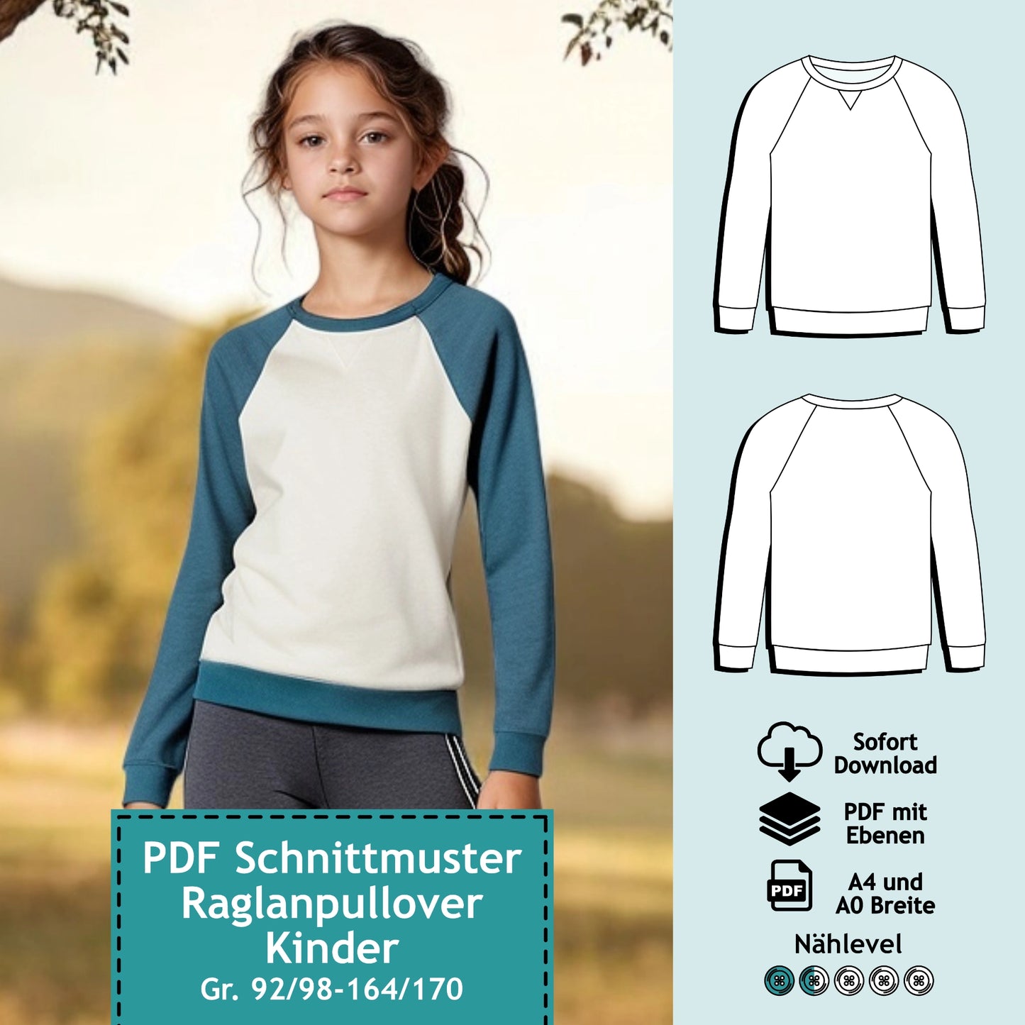 Sewing pattern children's round neck sweater Tina Mini-Me