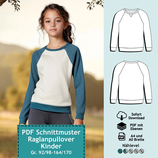 Schnittmuster Kinder Raglanpullover Tina&Tim