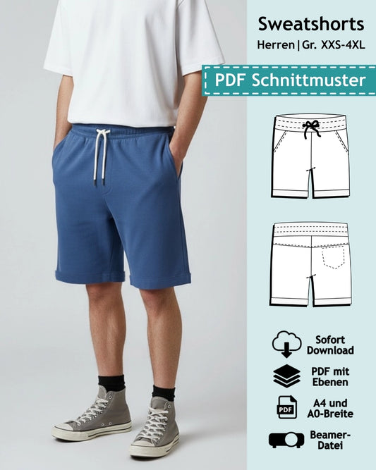 Schnittmuster Männer Sweatshorts Adam (Gr. 44-60)