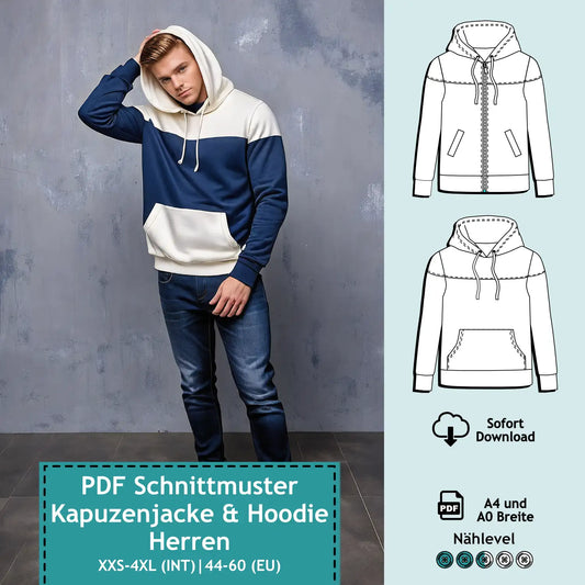 Schnittmuster Männer Hoodie & Sweatjacke Clyde (Gr. 44-60)