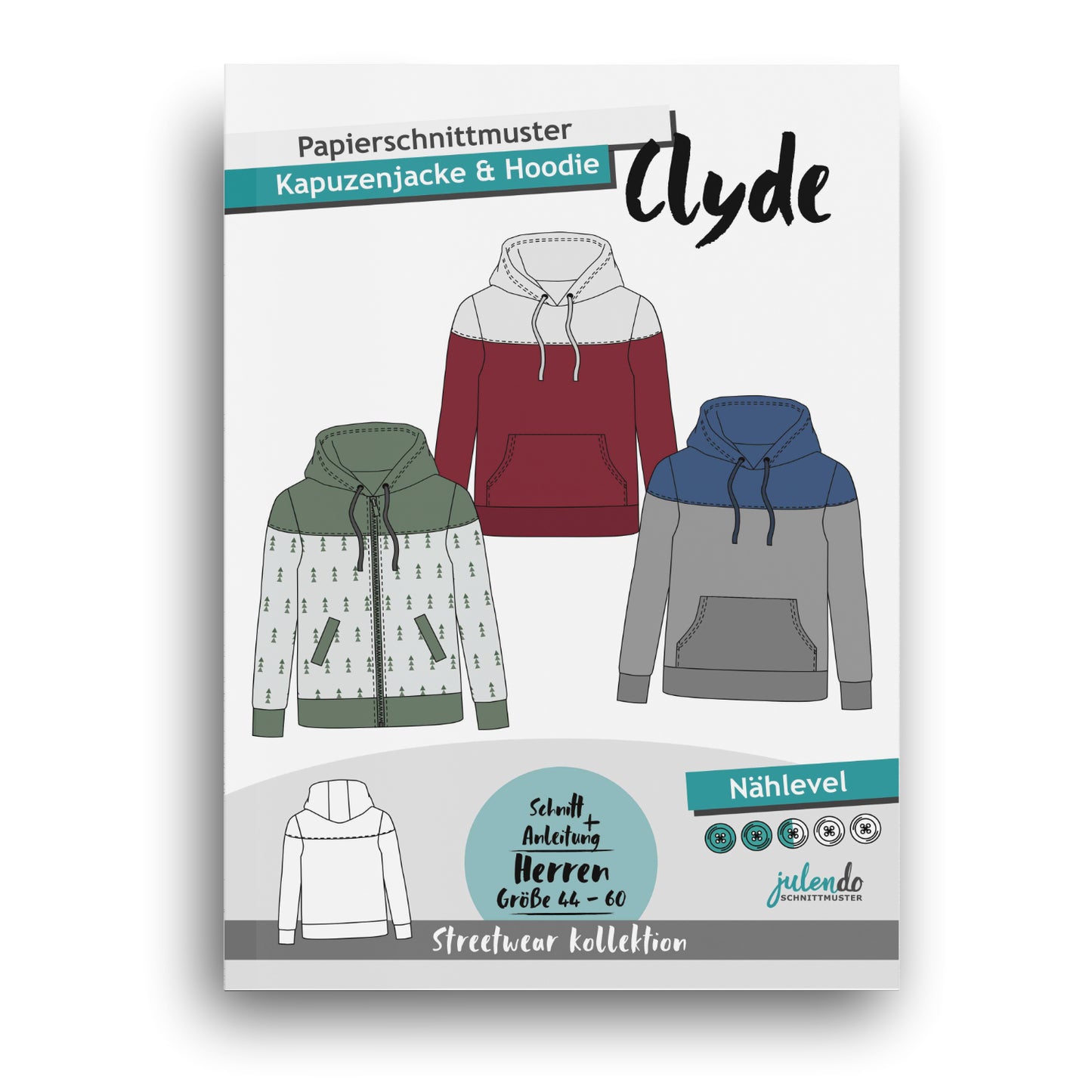 Schnittmuster Männer Hoodie & Sweatjacke Clyde (Gr. 44-60)