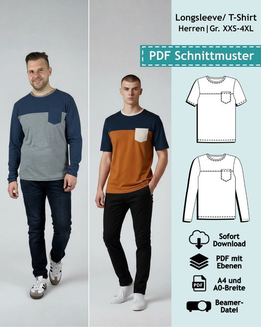 Schnittmuster Männer Shirt & Longsleeve Nick (Gr. 44-60)