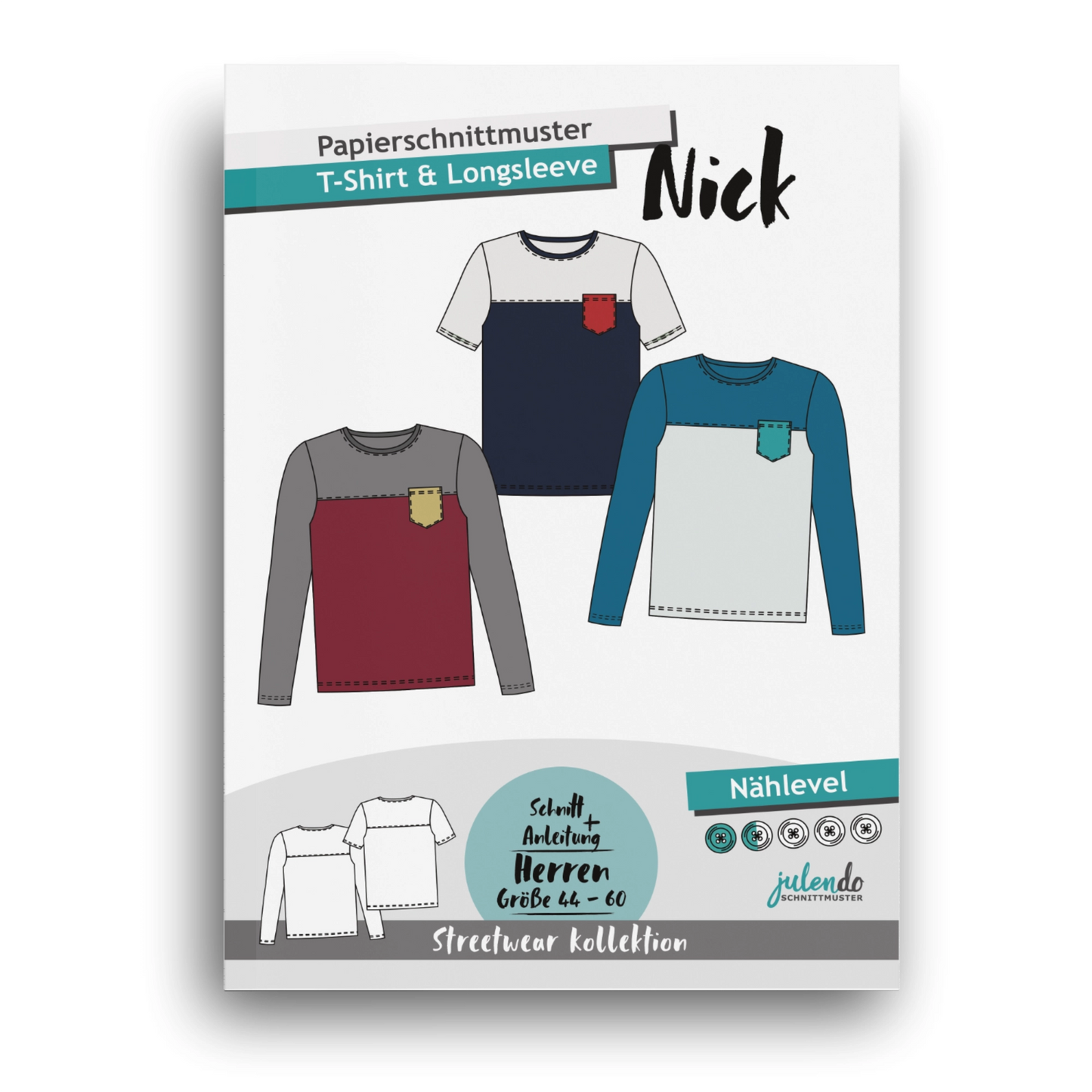 Sewing pattern men's shirt & long sleeve Nick