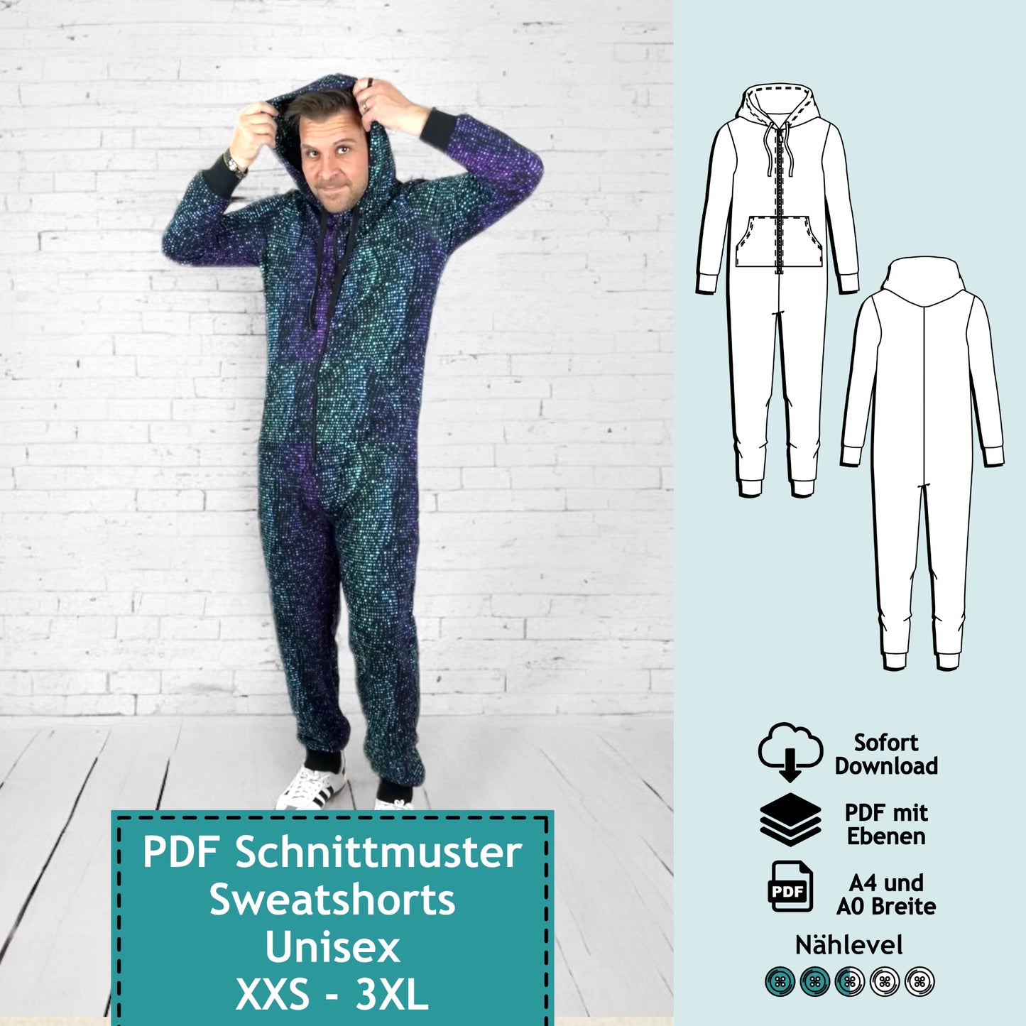 Schnittmuster Unisex Jumpsuit Alex (Gr. XXS-3XL) PDF zum Download