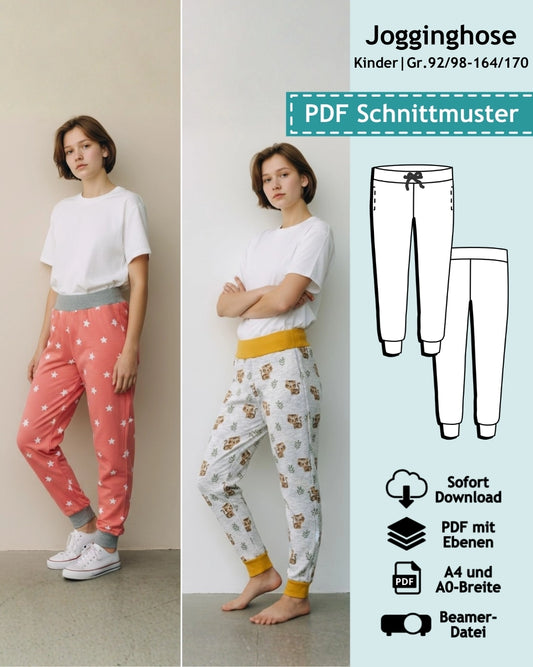 Schnittmuster Kinder Jogginghose Anni (92/98-164/170) PDF zum Download