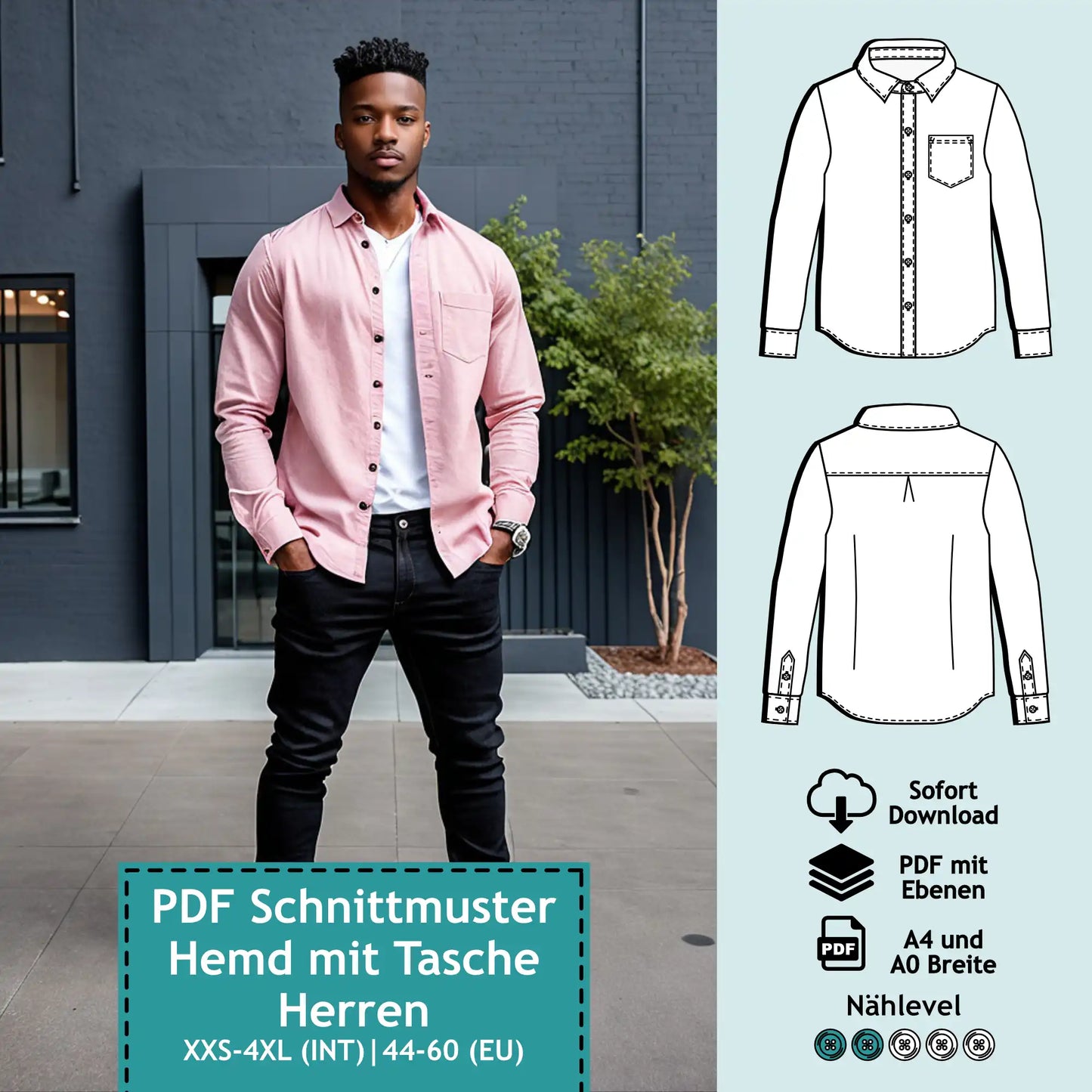 Schnittmuster Herrenhemd Stan (Gr. 44-60)