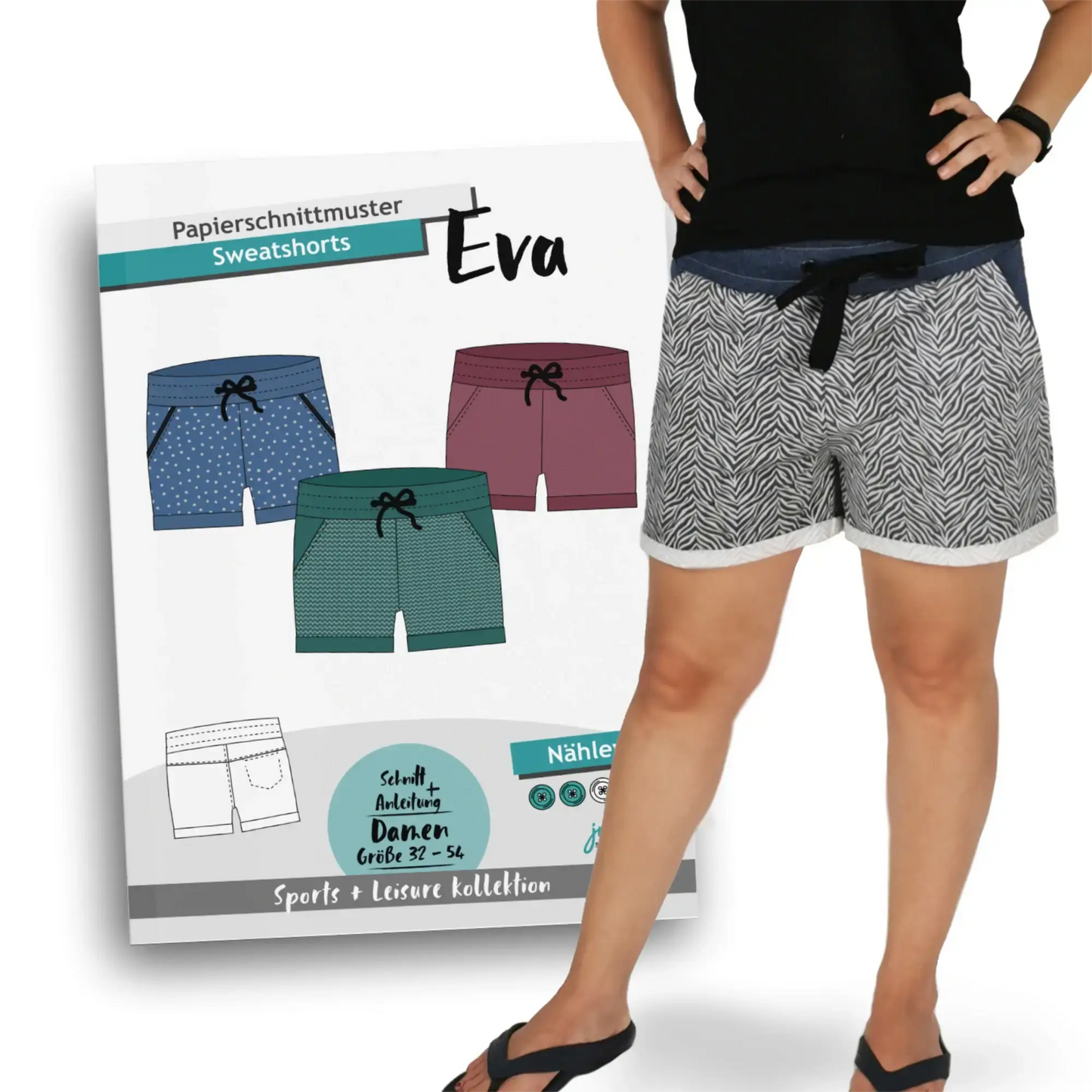 Schnittmuster Sweatshorts Eva (Gr. 32-54) Papierschnittmuster