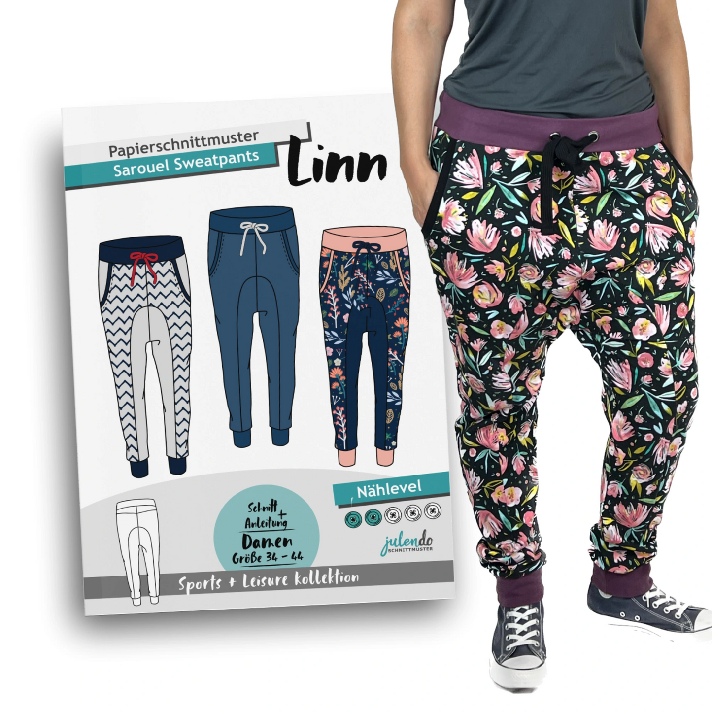Schnittmuster Sweatpants mit tiefem Schritt Linn (Gr. 34-44)