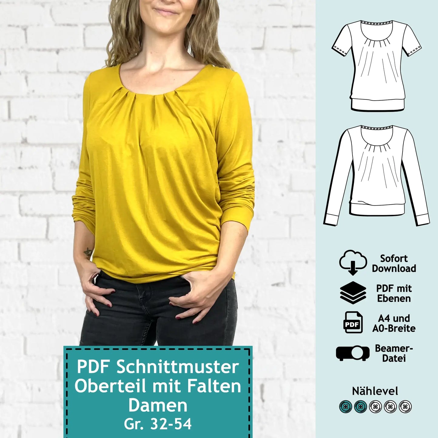 Schnittmuster Jersey-Oberteil Inga (Gr. 32-54) PDF zum Download