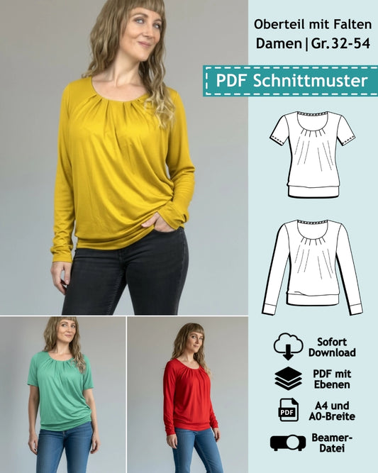 Schnittmuster Jersey-Oberteil Inga (Gr. 32-54) PDF zum Download
