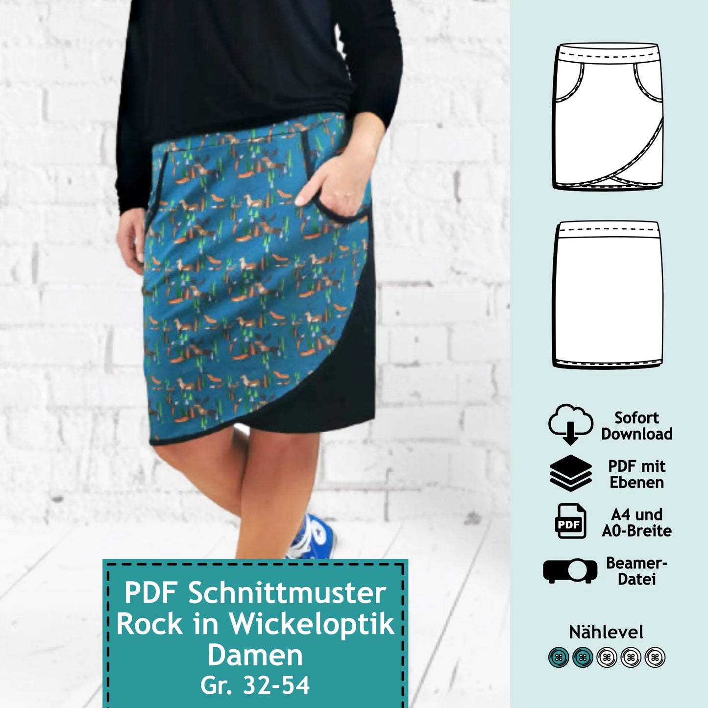 Schnittmuster Rock in Wickeloptik Pia (Gr. 32-54) PDF zum Download