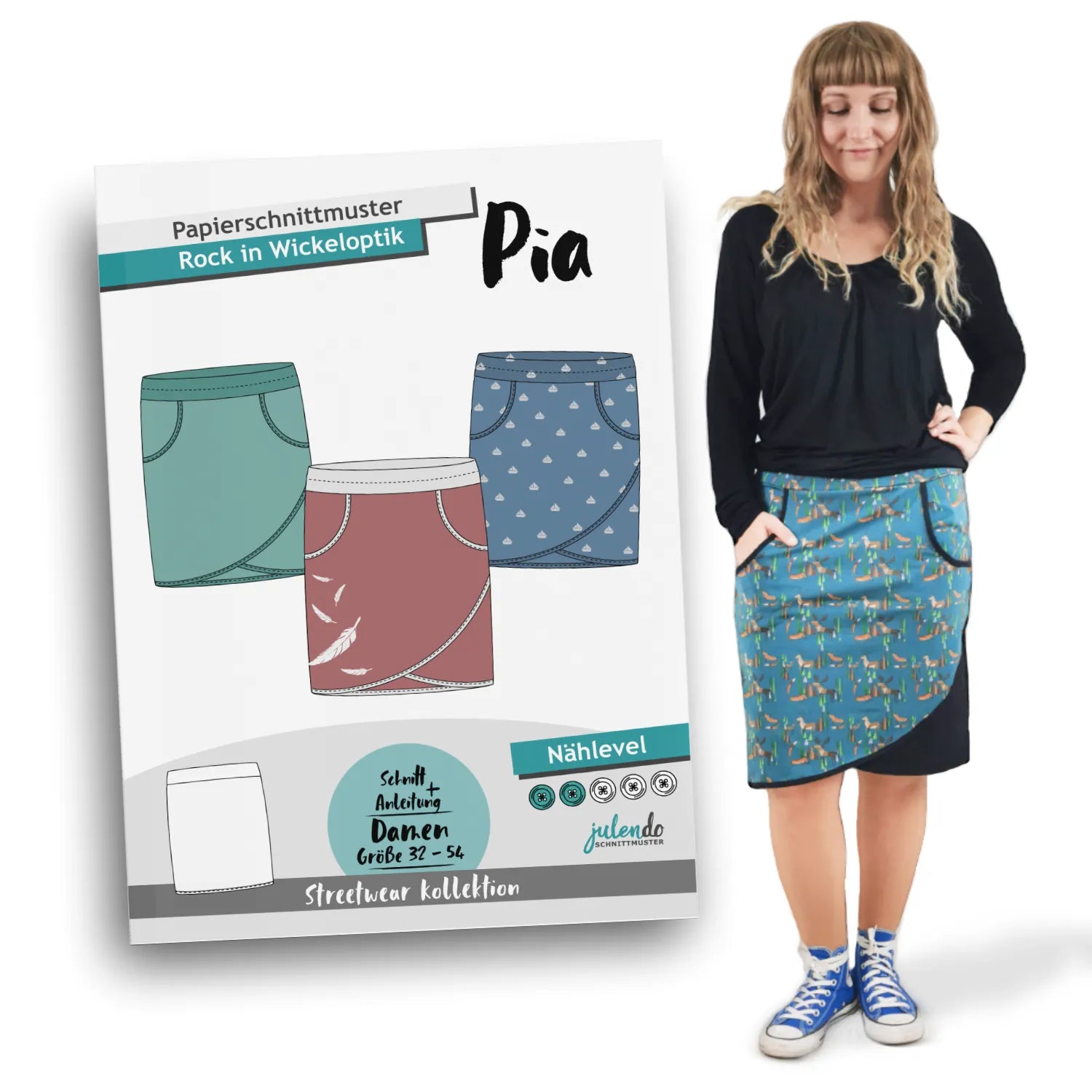 Schnittmuster Rock in Wickeloptik Pia (Gr. 32-54) Papierschnittmuster