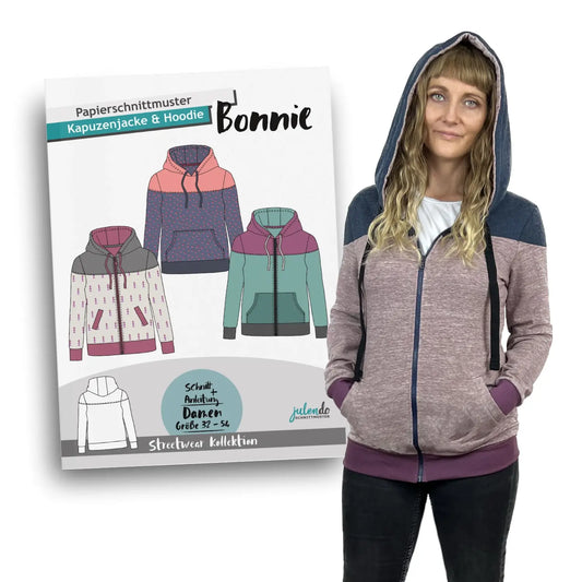 Schnittmuster Hoodie & Sweatjacke Bonnie (Gr. 32-54) Papierschnittmuster
