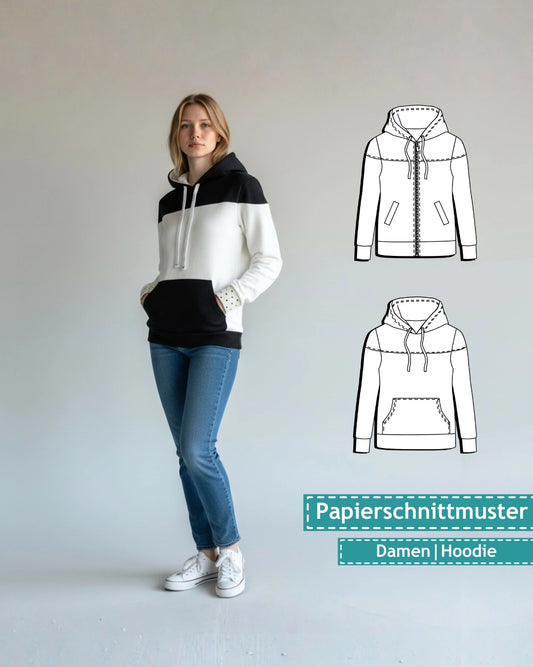 Schnittmuster Hoodie & Sweatjacke Bonnie (Gr. 32-54) Papierschnittmuster