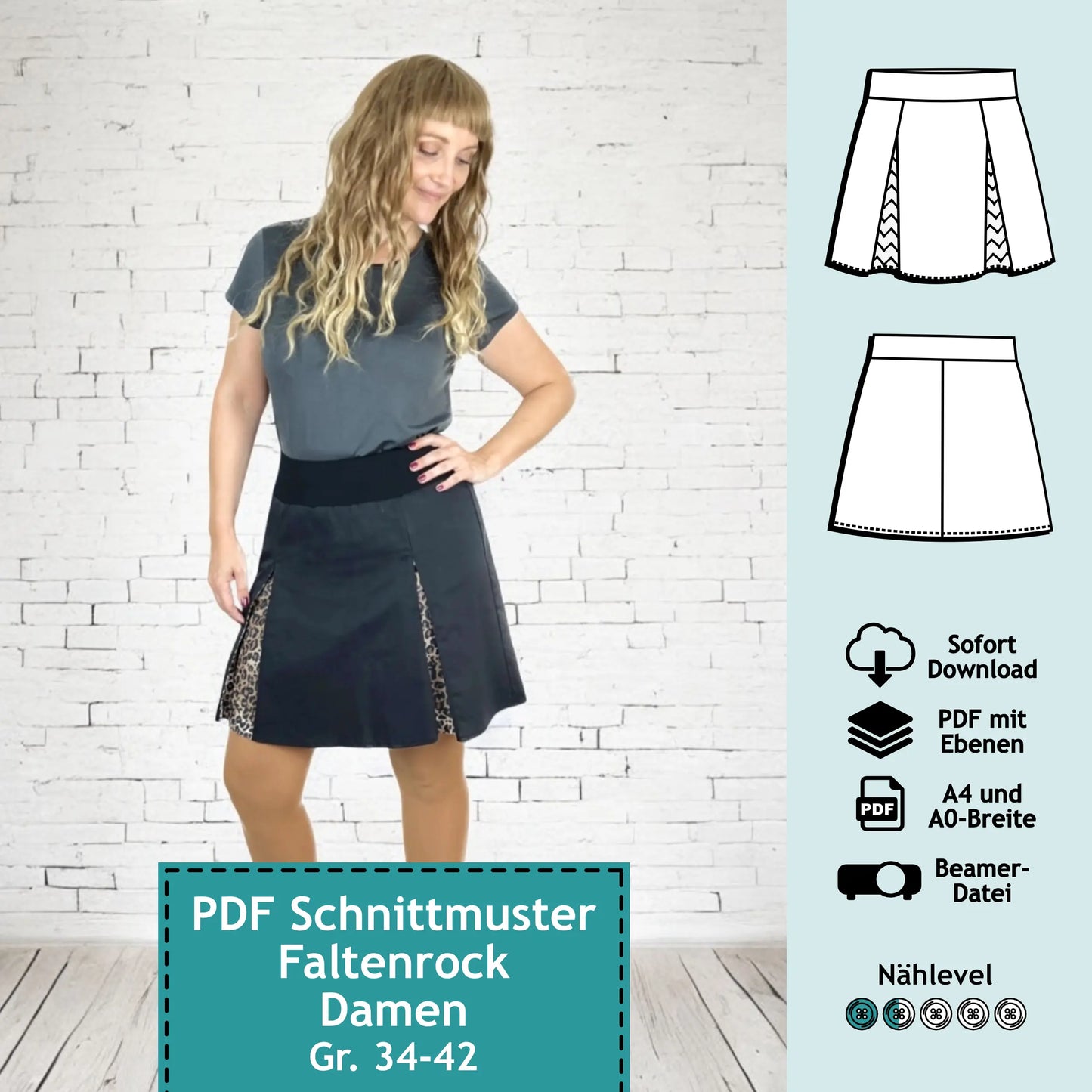 Schnittmuster Faltenrock Lene (Gr. 34-42) PDF zum Download