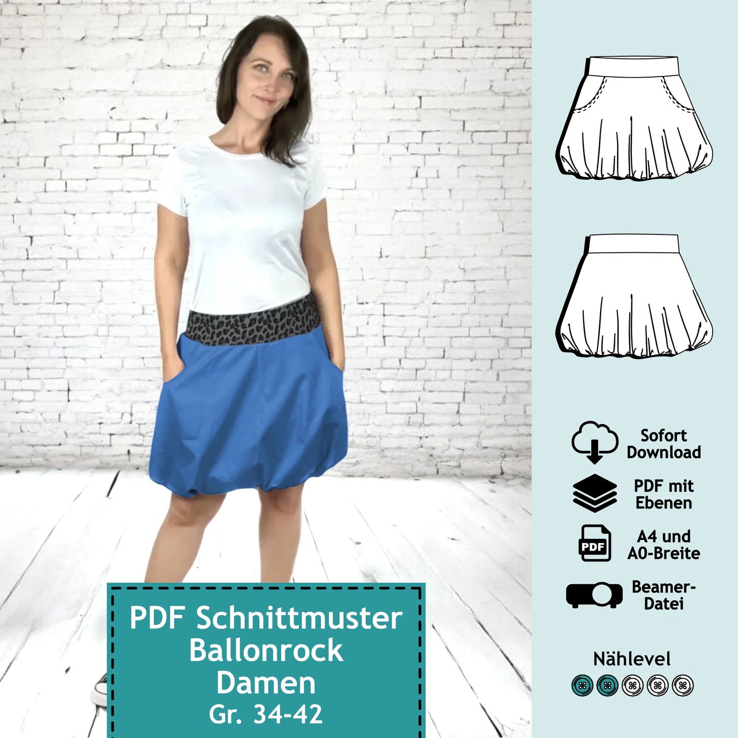 Schnittmuster Ballonrock Jasmin (Gr. 34-42) PDF zum Download