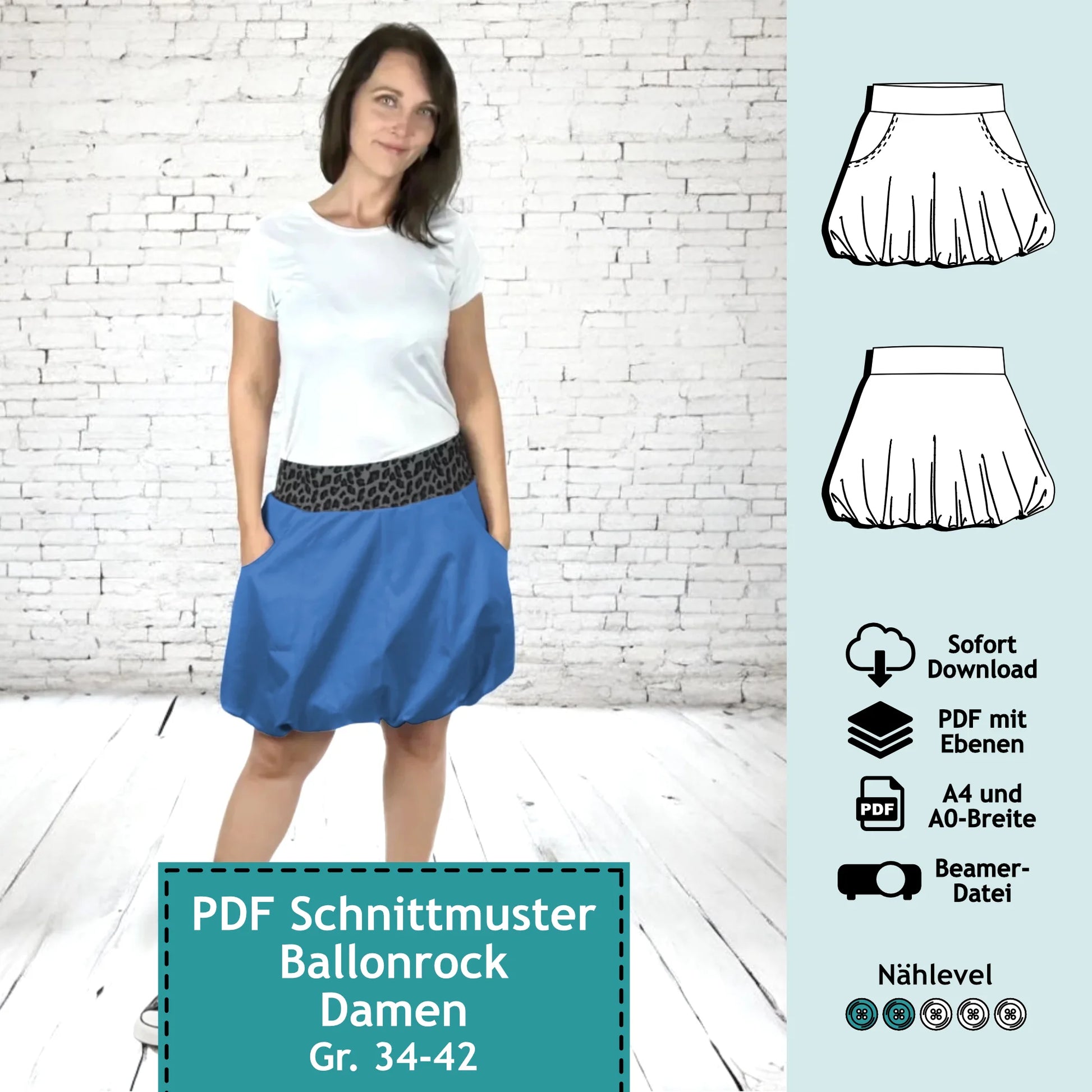 Schnittmuster Ballonrock Jasmin (Gr. 34-42) PDF zum Download