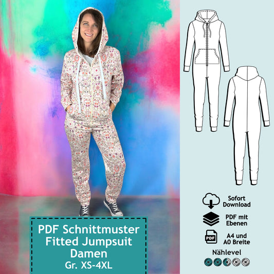 Schnittmuster Fitted Jumpsuit Alexandra (Gr. XS-4XL) PDF zum Download