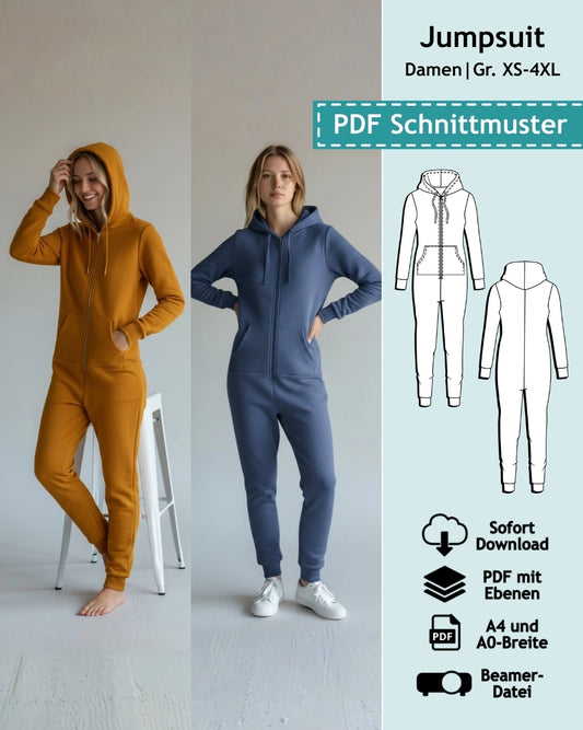 Schnittmuster Fitted Jumpsuit Alexandra (Gr. XS-4XL) PDF zum Download