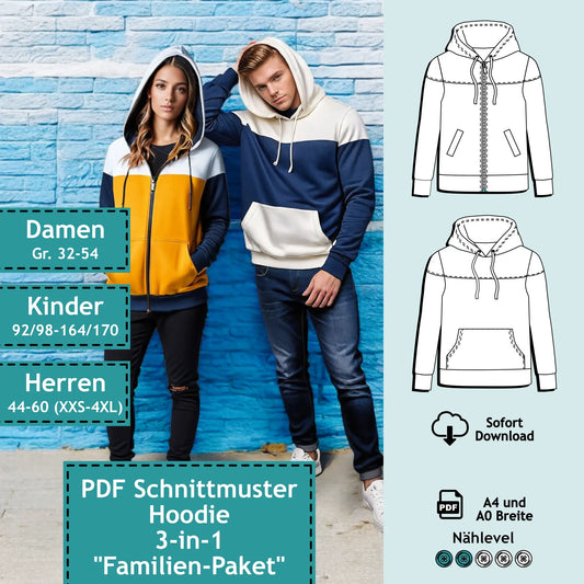 3er Set PDF Schnittmuster Hoodie "Bonnie & Clyde" (digital)
