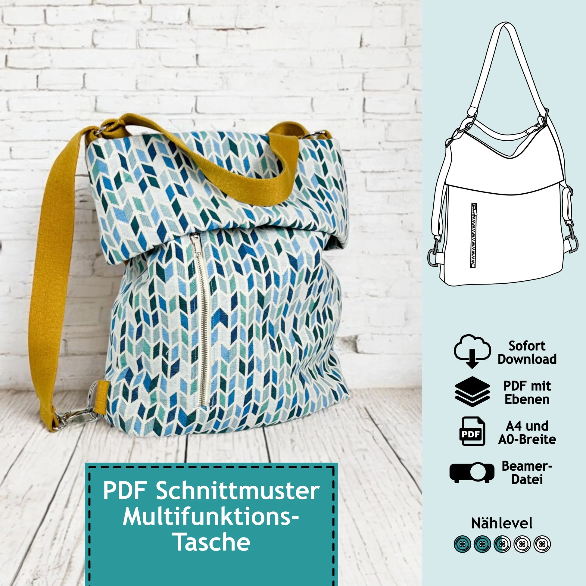 Schnittmuster Multifunktionstasche Anna PDF zum Download