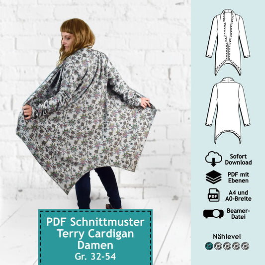 Schnittmuster Sweat-Cardigan Vicky (Gr. 32-54) PDF zum Download