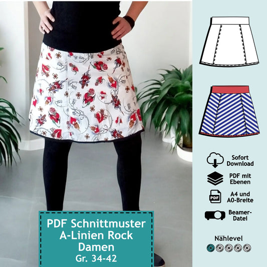 Schnittmuster A-Linien-Rock Lydia (Gr. 34-42)