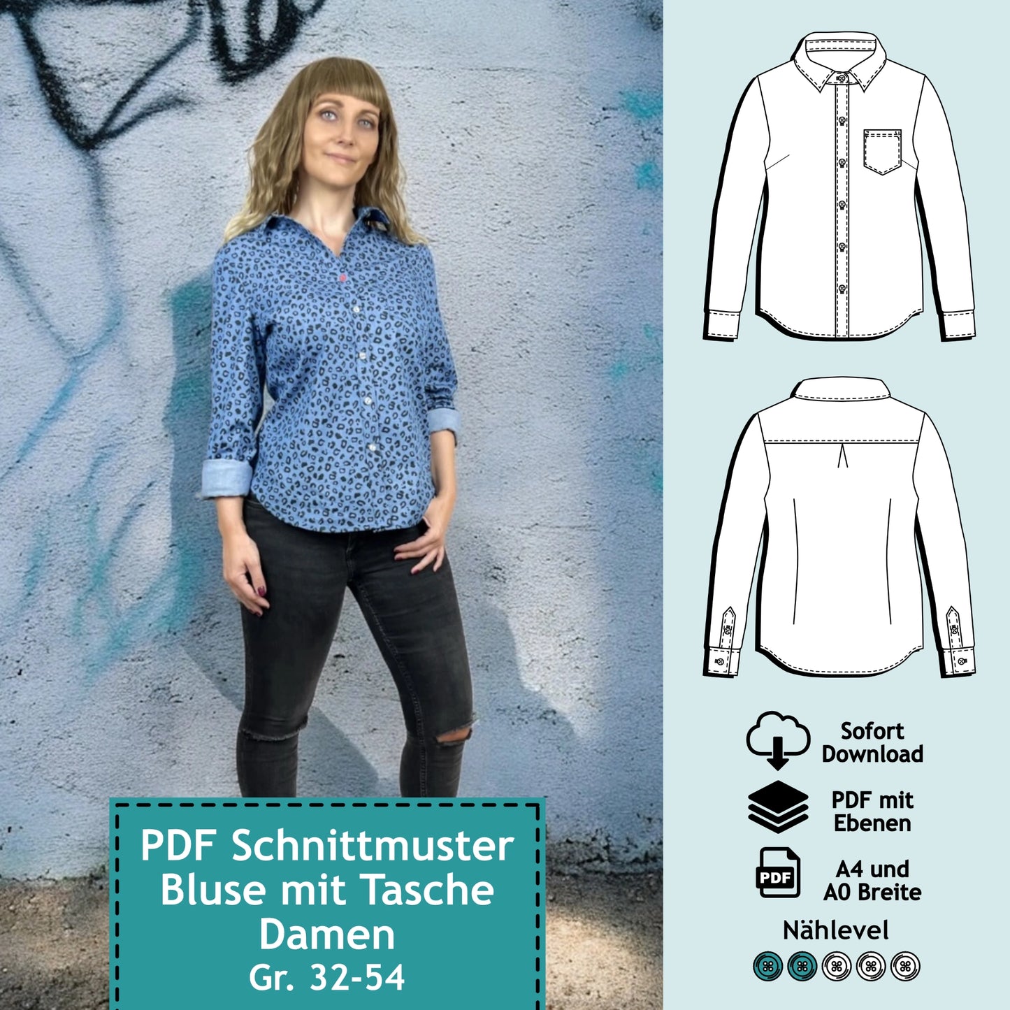 Schnittmuster Bluse Stella (Gr. 32-54)