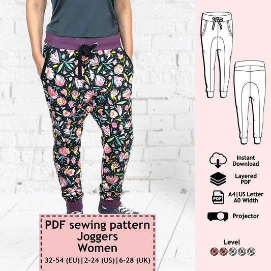 PDF Sewing pattern sweatpants (EU 32-54 / US 2-24 / UK 6-28)