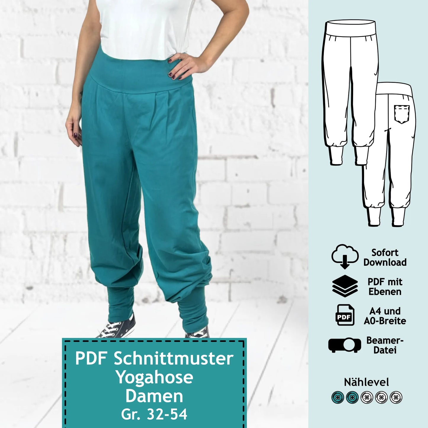 Schnittmuster Yogahose Lea (Gr. 32-54)