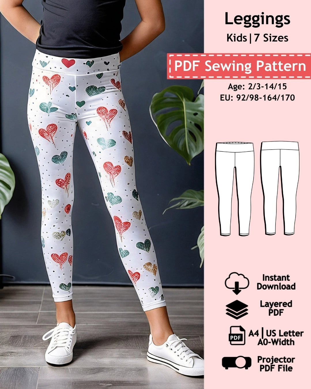 PDF Sewing pattern leggings - Kids