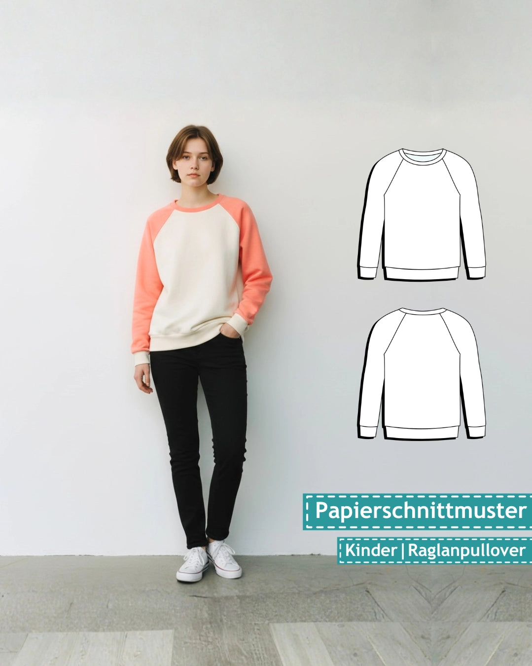 Papierschnittmuster Raglanpullover Kinder