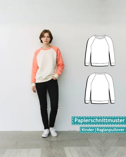 Papierschnittmuster Raglanpullover Kinder