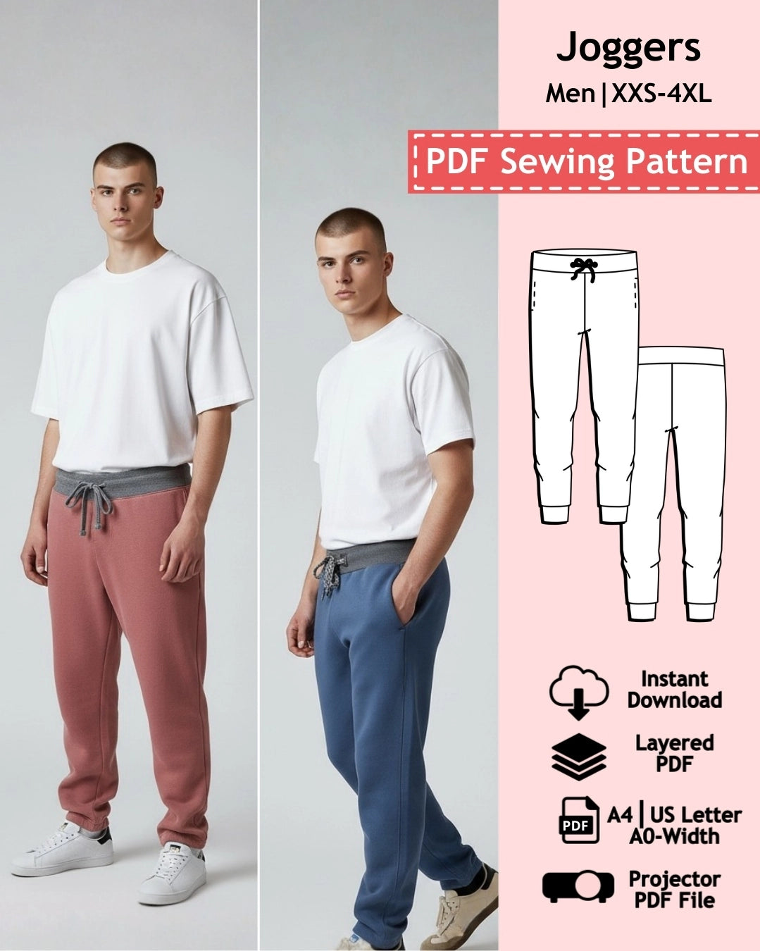PDF Sewing pattern for mens joggers
