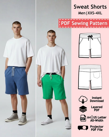 PDF Sewing pattern sweat shorts (Men, XXS-4XL)