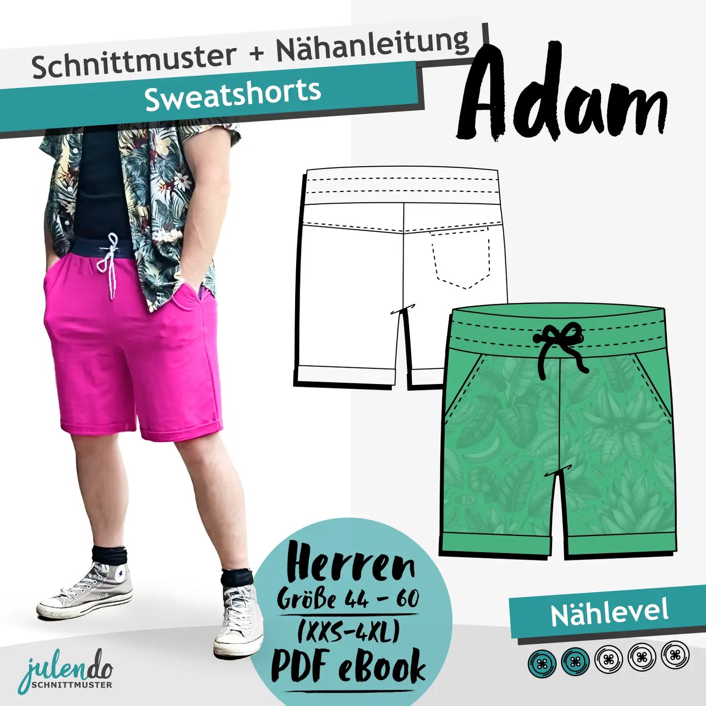 Schnittmuster Männer Sweatshorts Adam (Gr. 44-60)