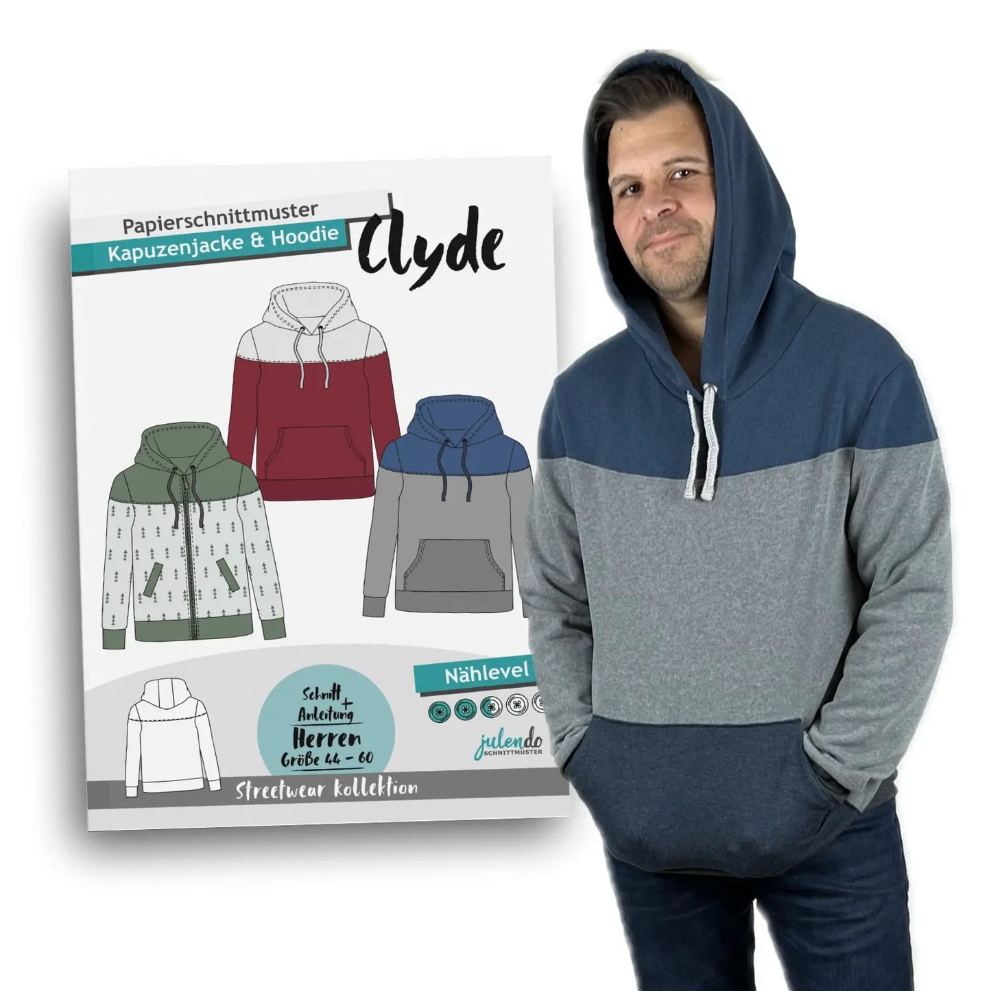 Sewing pattern men's hoodie &amp; sweat jacket Clyde
