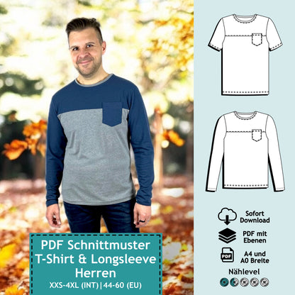 Sewing pattern men's shirt &amp; long sleeve Nick