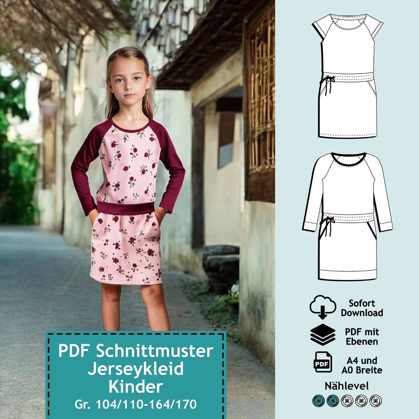 Sewing pattern children's jersey dress Ela Mini-Me