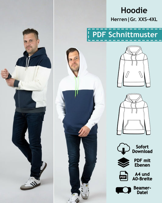 Schnittmuster Männer Hoodie Clyde (Gr. XXS-4XL)