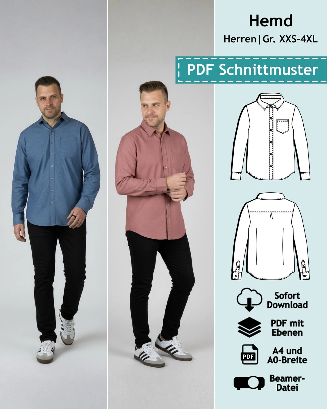 PDF Schnittmuster Herrenhemd Stan