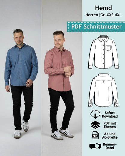 PDF Schnittmuster Herrenhemd Stan