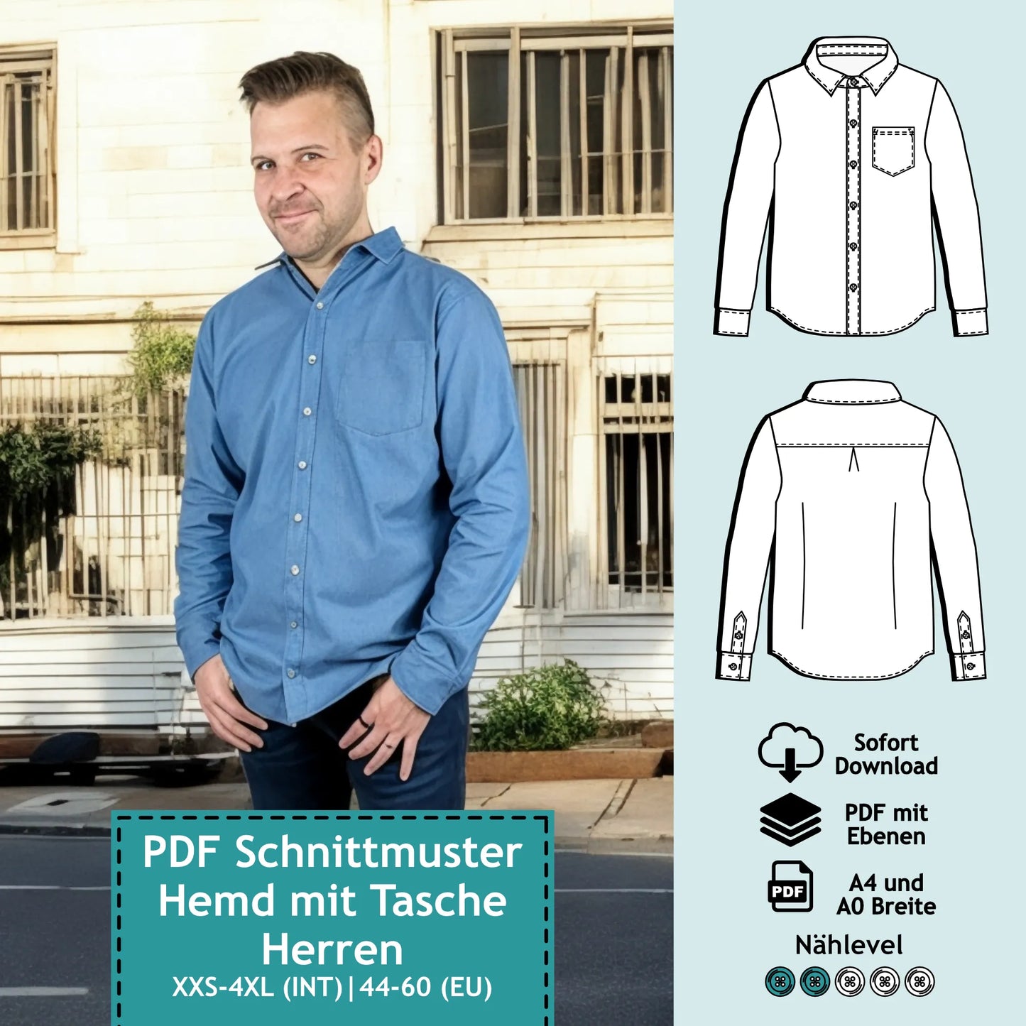 Sewing pattern men's shirt Stan