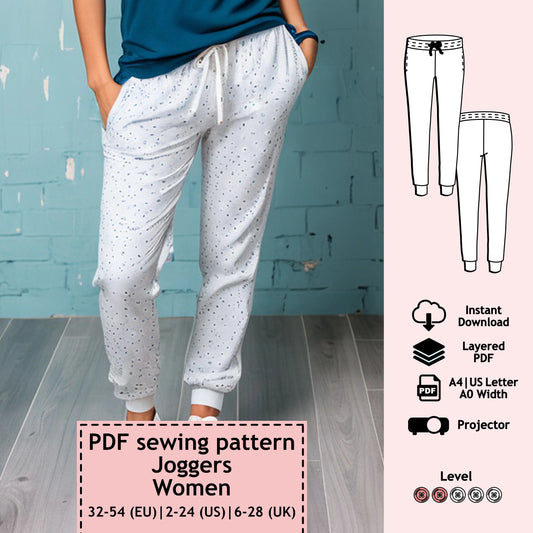 PDF Sewing pattern jogging pants (EU 32-54 / US 2-24 / UK 6-28)