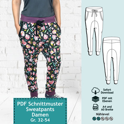 Sweatpants pattern with low crotch Linn