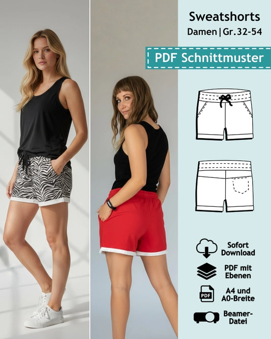 PDF Schnittmuster Damen Sweatshorts
