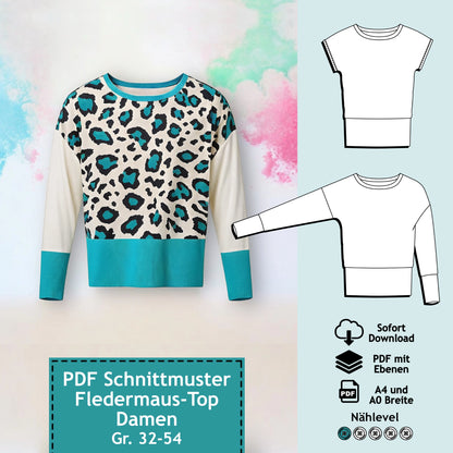 Schnittmuster Fledermaus-Shirt Jette (Gr. 32-54)