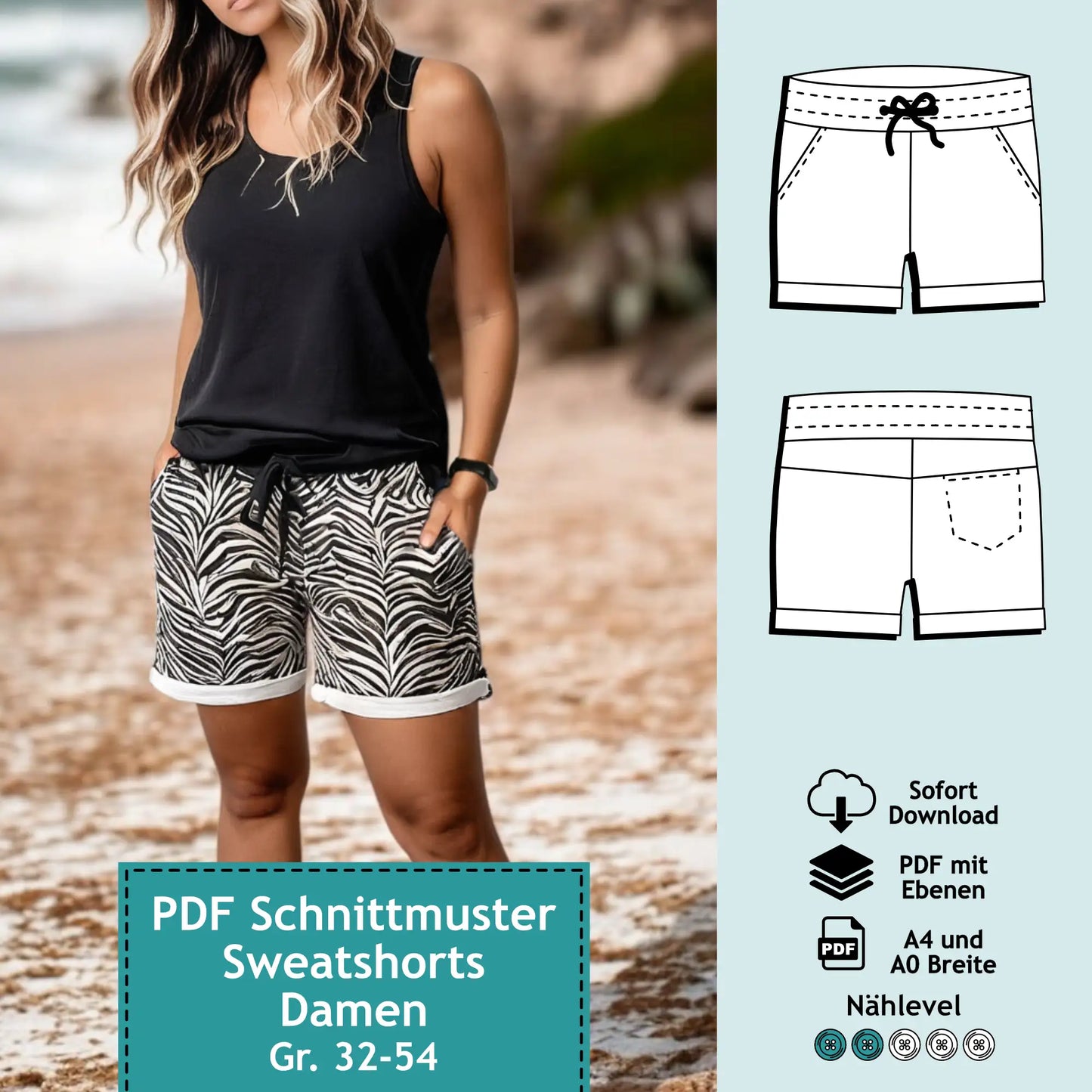 Sweatshorts Eva pattern