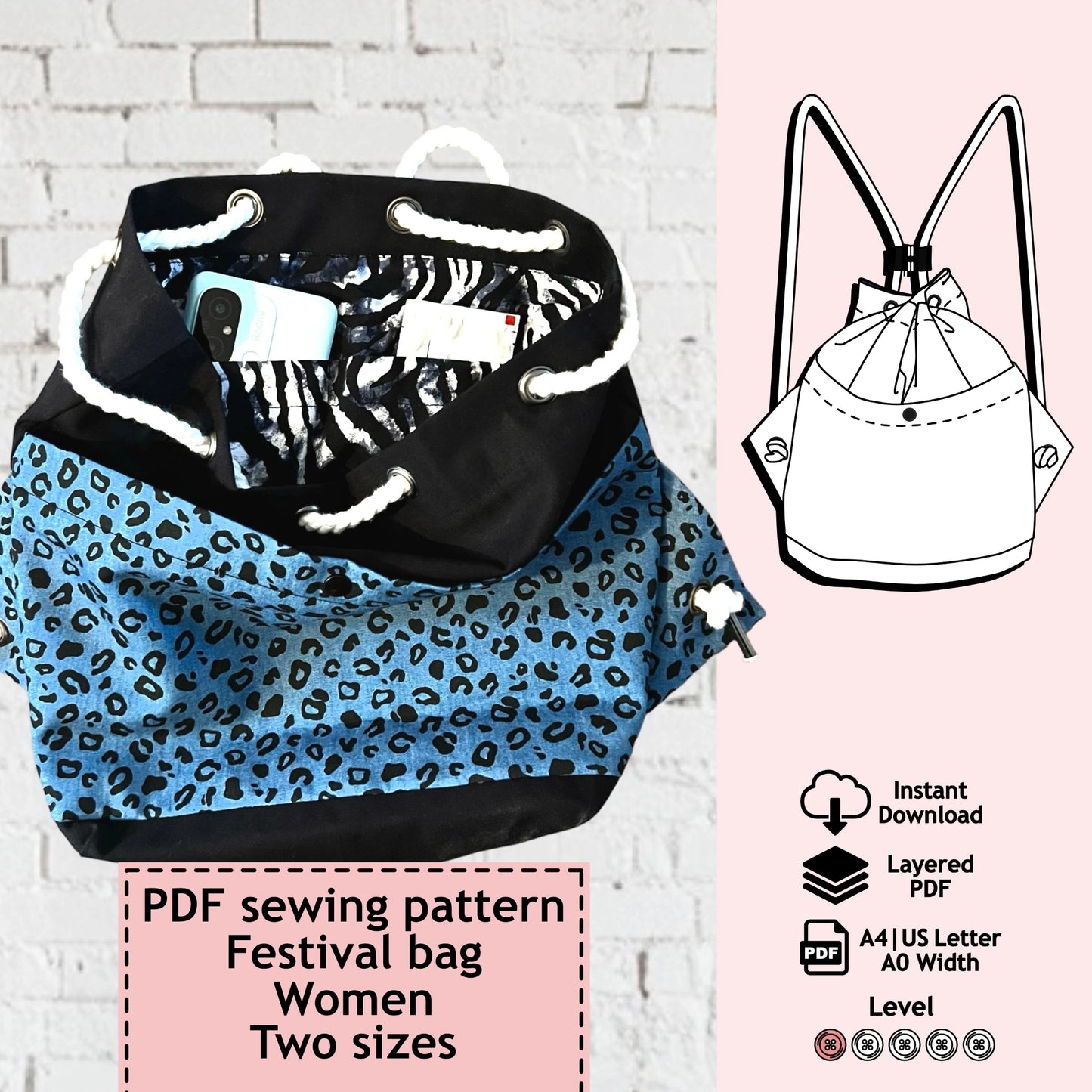 Sewing pattern festival bag Jumi